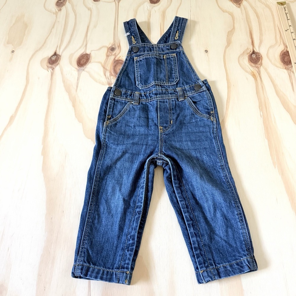 Old Navy Denim Bib Overalls One-Piece 18-24 Months Blue Pockets Button